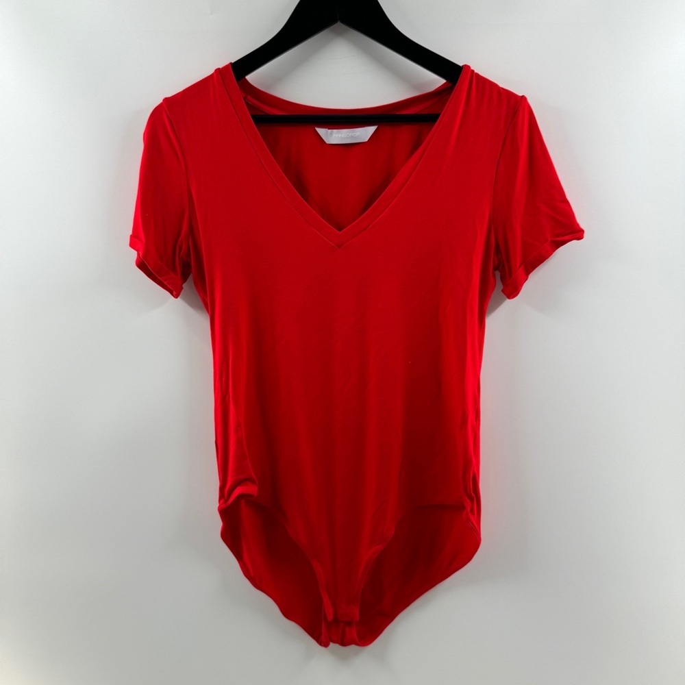 Mangopop V Neck Short Sleeve Bodysuit Size Large Rayon Blend